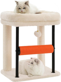 Hey-brother Cat Tree, Sturdy Tower with Sisal-Wrapped Columns - 18.9 inches / Beige