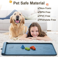 Dog Food Mat 36"x24" - Silicone Dog Mat for Food and Water Large Pet Feeding Mats with Residue - Aqua blue / 36"L x 24"W - image 3