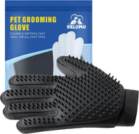 Pet Hair Removal Glove with 255 Silicone Tips for Dogs & Cats - Black