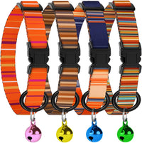 4PCS Breakaway Cat Collars with Bell - Striped