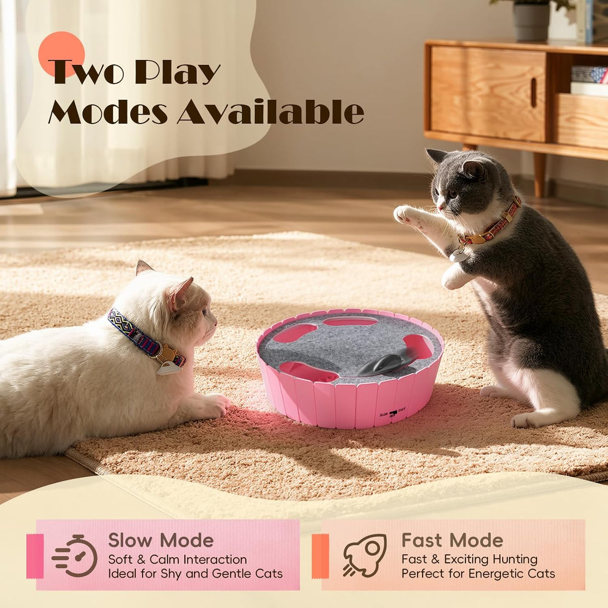 Pawaboo Interactive Cat Toy with Running Mouse - P-Pink - image 4
