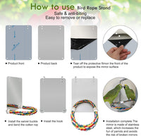 7 inch stainless steel bird mirror with colorful rope perch for cages - view 3