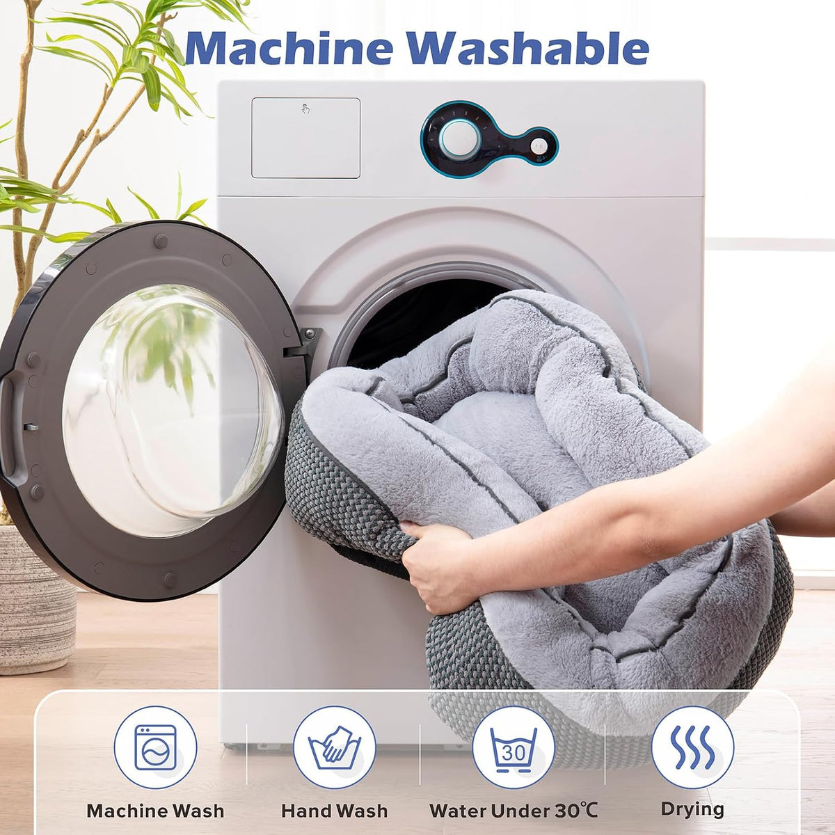 Medium Dog Beds for Medium Dogs Washable - M (30"x24"x9") / Grey - image 3