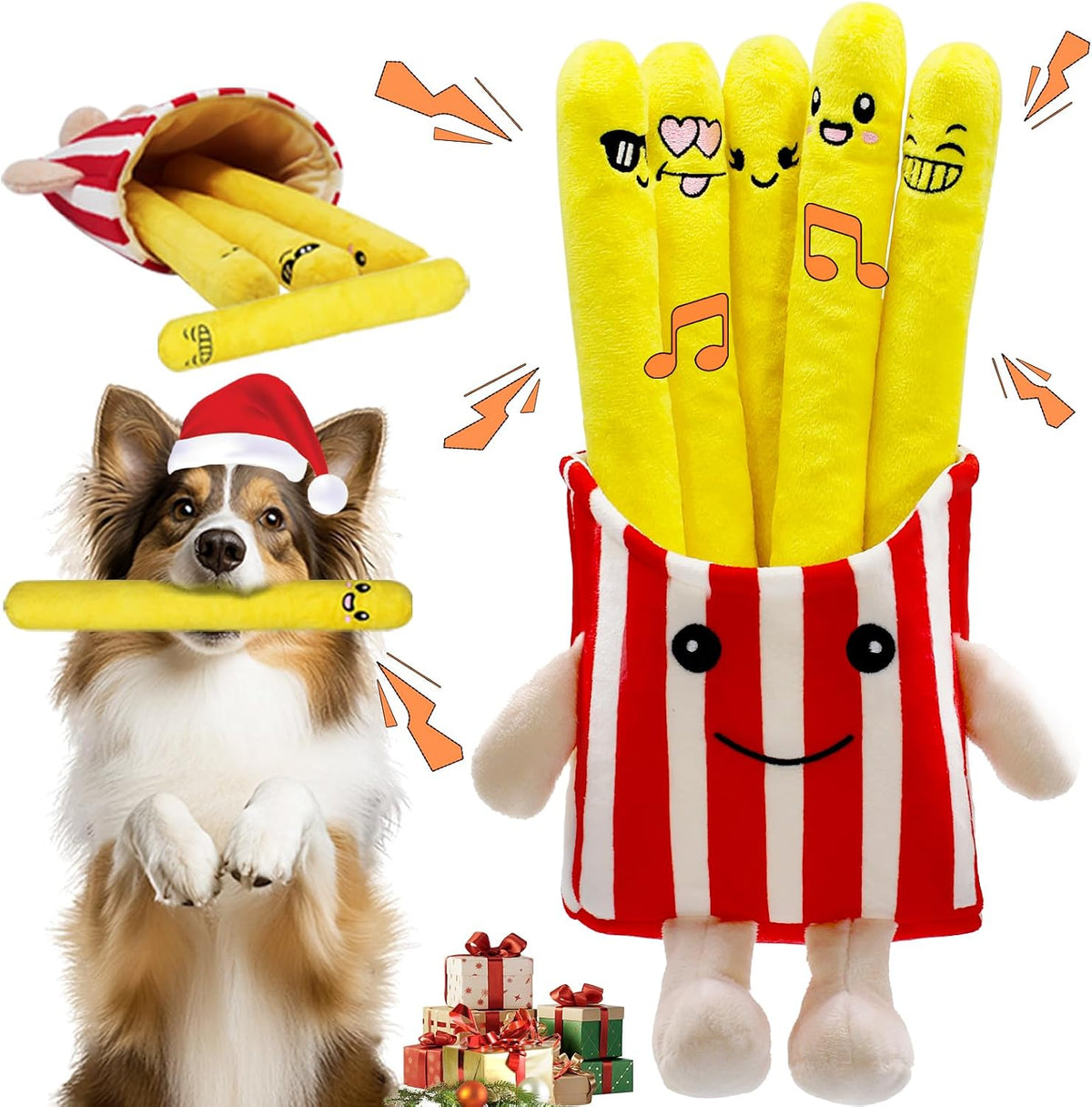 Tug of War Dog Toy, Squeaky Dog Toys Interactive Duck Puppy Toys – Essentials for Dogs - Red French Fry