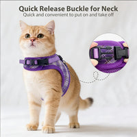 Plaid Breathable Rabbit Harness and Leash Set Escape Proof - Purple / L - image 4