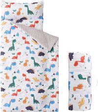 Bunnikins & Clover Toddler Nap Mat with Removable Pillow - Dinosaur White