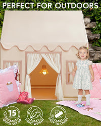 Large Kids Tent Playhouse Base Fabric with Star Lights - Cream - image 3