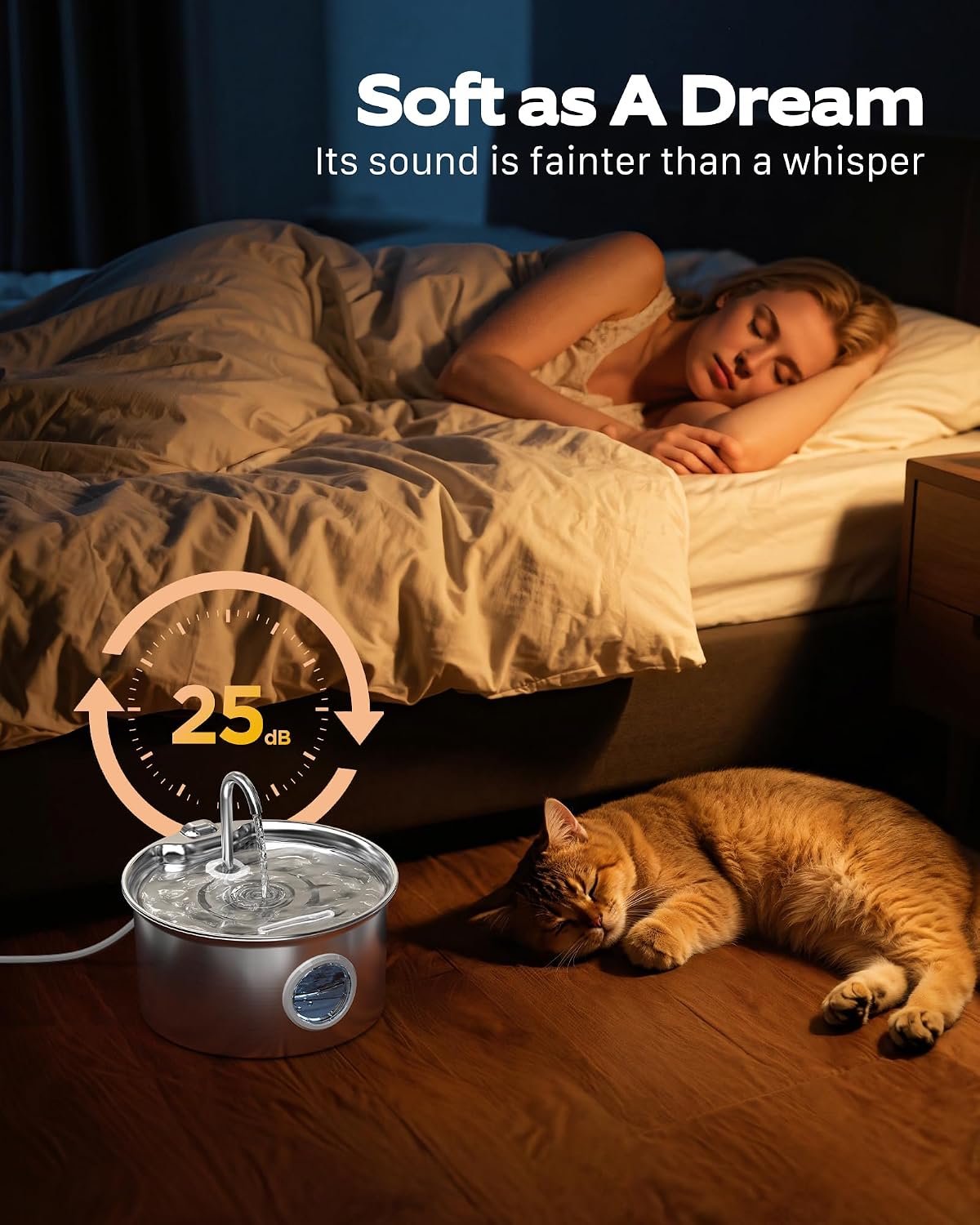 Cat Water Fountain Stainless Steel: Cat Fountain for Drinking - Cat Fountain+8 Filters +8 Sponges - image 4