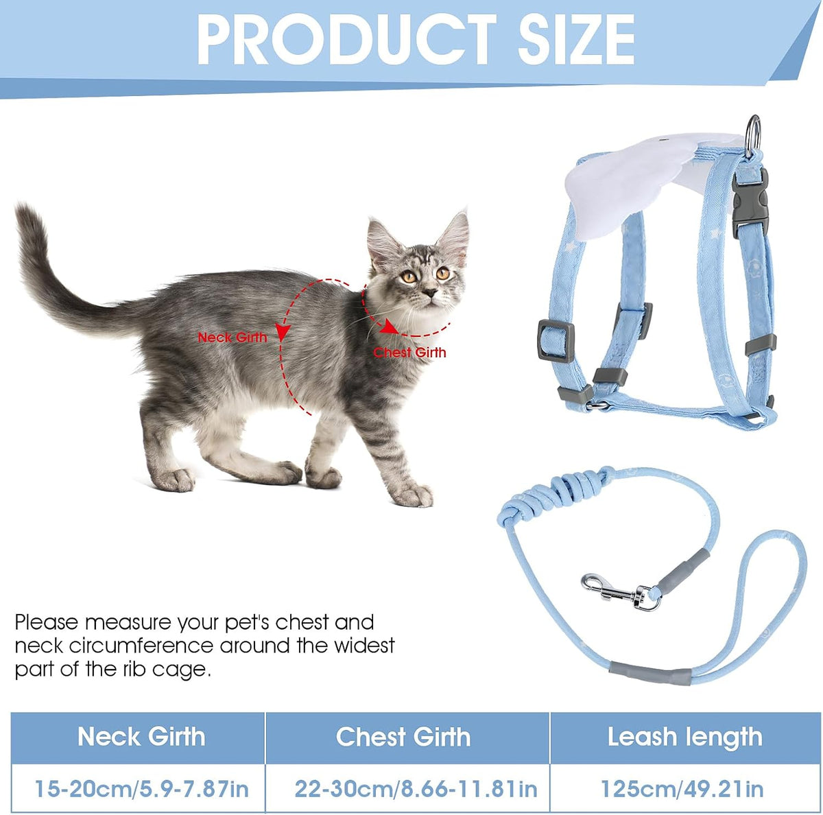 TIESOME Cat Harness and Leash Set - Sky Blue - image 2