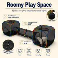 Portable Cat Enclosure, Foldable Playpen for Indoor Cats - 2 Cube + 2 Way Tunnel (no tent) - image 4