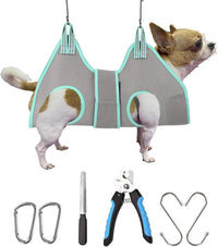 Dog Grooming Hammock Harness, Small Dog Groming Sling - XXS (8 LB Max) Silver Grey 4-9in
