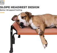 Veehoo Elevated Dog Bed, Outdoor Raised Dog Cots Bed for Medium Dogs, Cooling Camping Elevated Pet Bed with Slope Headrest for Indoor and Outdoor, Washable Breathable, Medium, Red, CWC2204