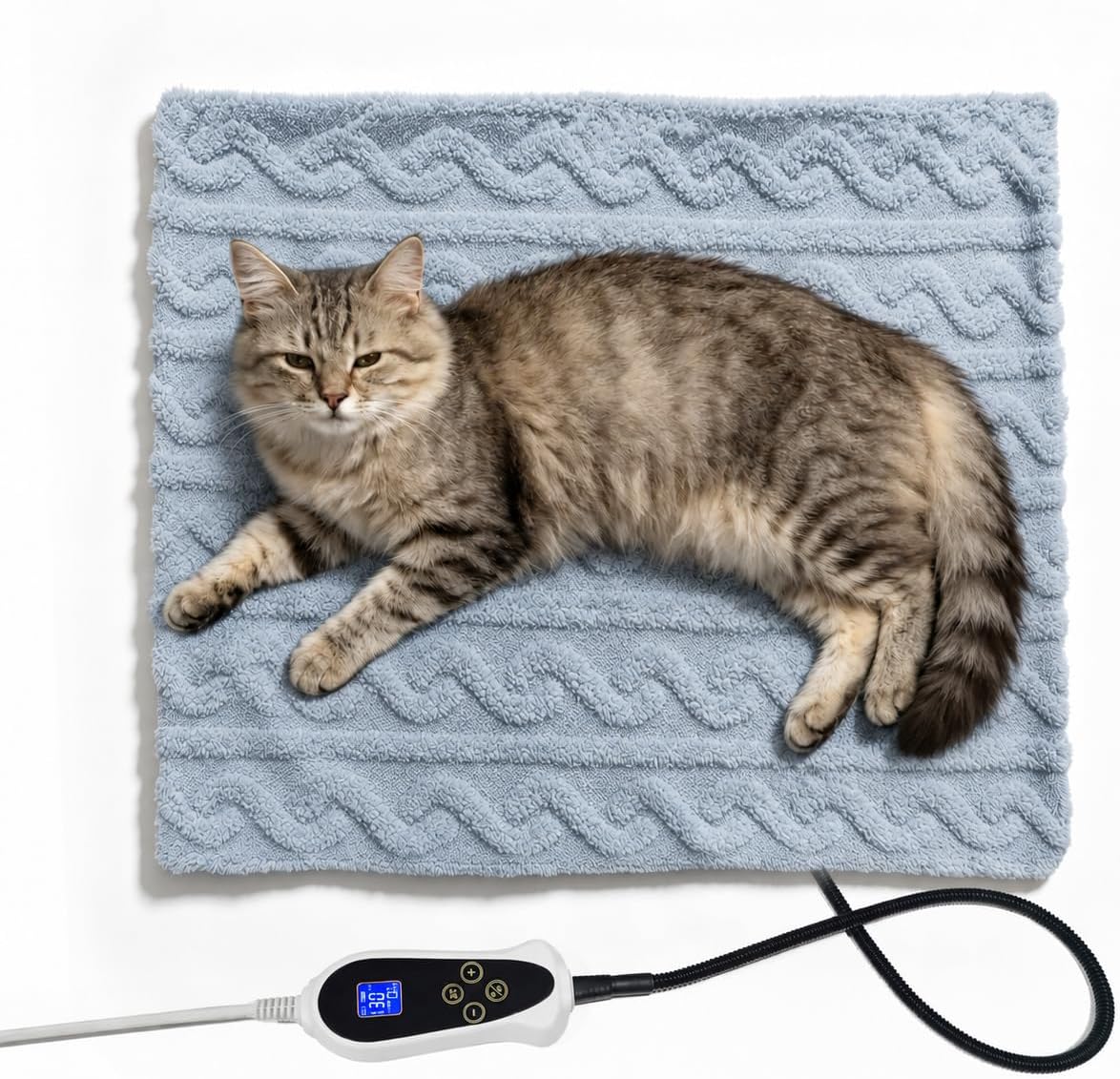 Large Dog Heating Pad 34×21in Obtained MET&UL Dual Certification-Gray – Essentials for Dogs - Grayish blue / 18x18 in