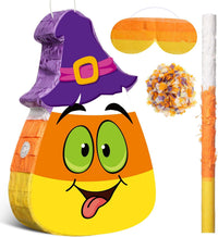 Aoriher Halloween skull piñata with bat stick, blindfold and square confetti