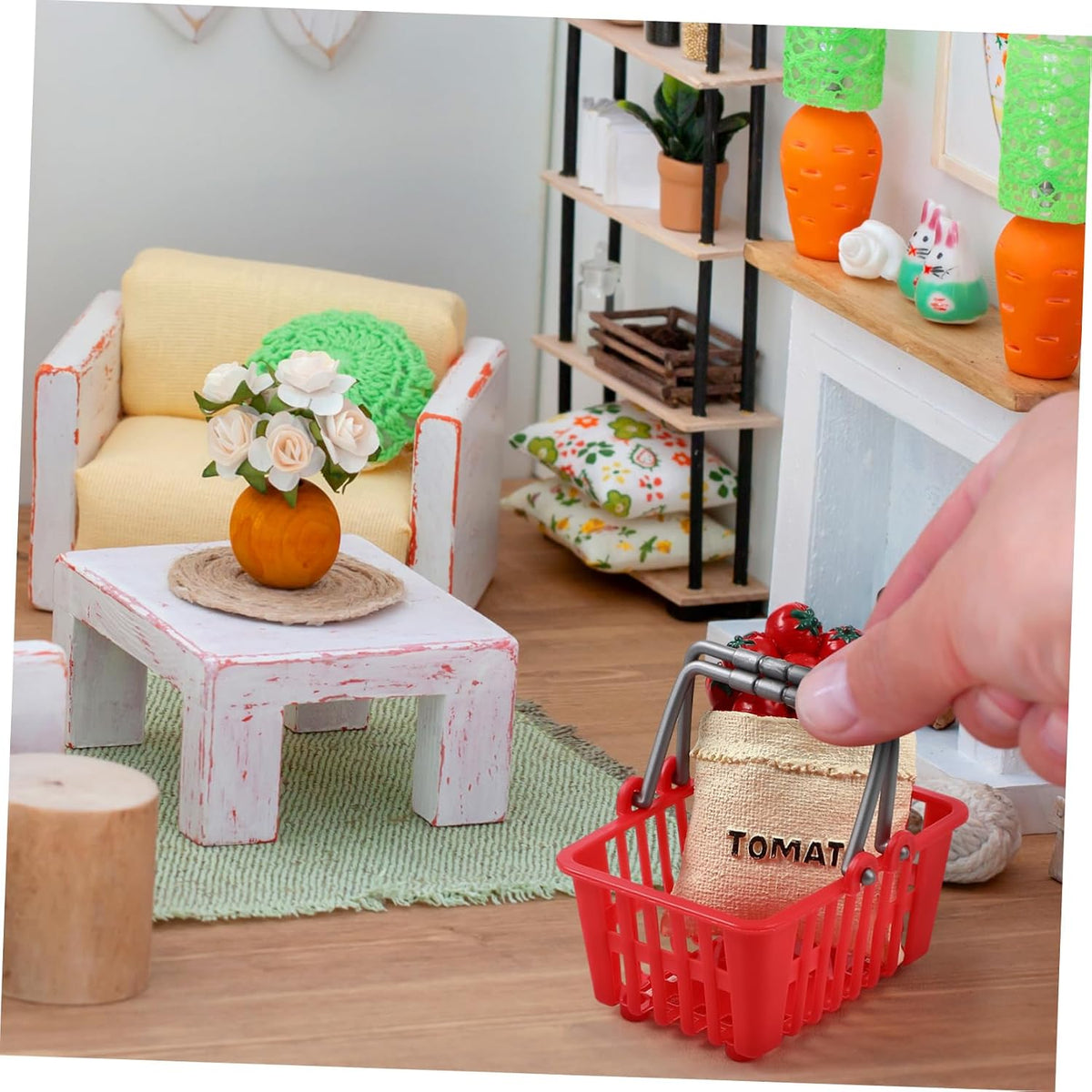 NUOBESTY mini shopping baskets, 10 small red plastic grocery baskets with handles - view 4