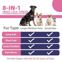 Dog Brush for Shedding,6 PCS in One Pet Slicker Hair Brush Kit Organizer Bag - Dog Cat Grooming Deshedding Undercoat Rake Brush Comb for All Small Large Dogs Cats Pink