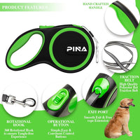 Retractable Dog Leash, 26ft Dog Leash for Small Medium Large Dogs Up to 110lbs, 360° Tangle-Free - 10 ft / Black Green - image 3