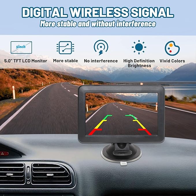 EWAY 2 Magnetic Wireless Backup Cameras HD1080P w/ 5" Split Screen Monitor Portable No Wiring Trailer Hitch IR Night Vision Rear View Camera for Truck Pickup RV Camper 5th Wheel Boat Horse Trailer