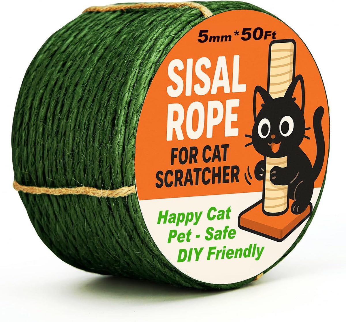 White Sisal Rope for Cat Tree and Scratching Post 5mm 1/5 Inch - Green Φ5mm/0.2inch / 50FT