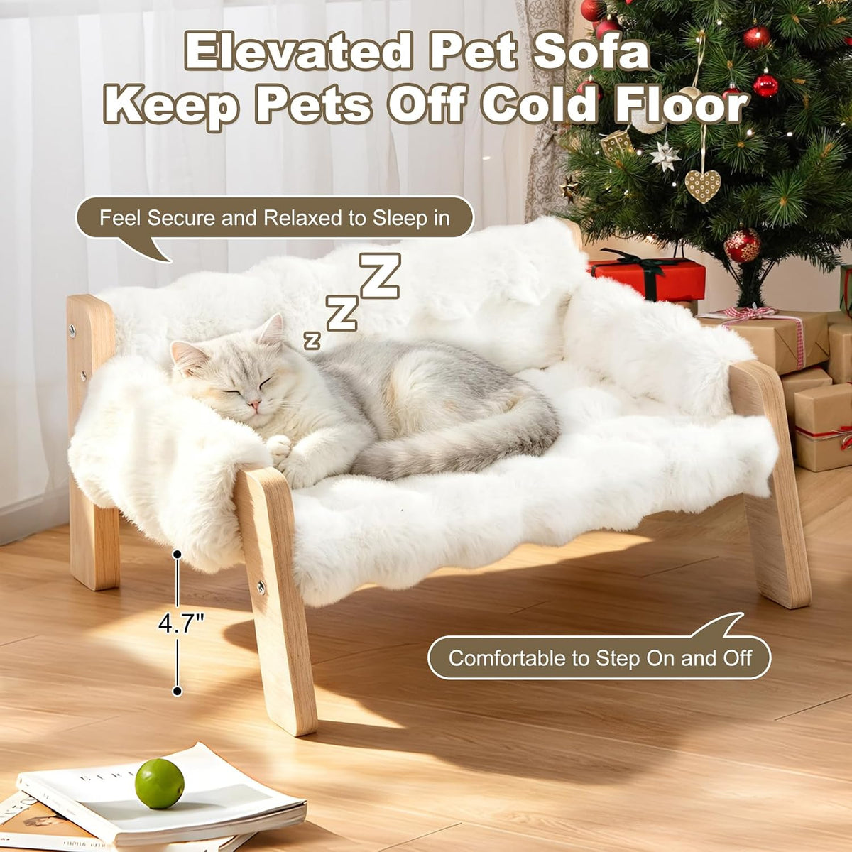 Elevated Cat Couch Bed for Indoor Cats - White - image 3
