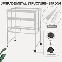 Guinea Pig Cage, Moveable Metal Frame Hamster Cage Anti-Chewing with Aluminium Alloy Edge, Hideouts, Ramps, Seesaws Chewing Toy, Deeper Pull-Out Leakproof Tray for Indoor Outdoor（White）