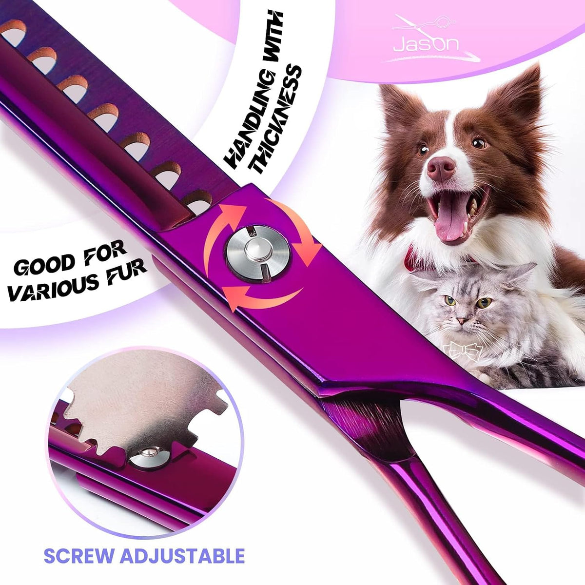 JASON Dog Grooming Thinning Scissors - Purple / 7.0 - image 3