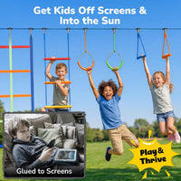 Hapfan 50 ft Ninja Warrior Obstacle Course Swing Set for Kids Outside – Fun for Kids & Family - 50 FT / Multicolor - image 3