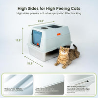 Cattasaurus Stainless Steel XL Cat Litter Box with Lid for Large Cats Up to 40lbs, Removable Kitty Litter Box Enclosure, Top Entry Litter Box, Durable Scoop & Pedal (Stainless Steel - Only Base)