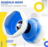 CHEE MONG MD01 triple bearing Chinese yoyo diabolo in blue and white with carbon sticks - view 4