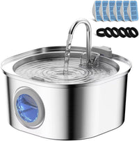 PEKTACO Cat Water Fountain - Big Window Cat Fountain + 6 Filters