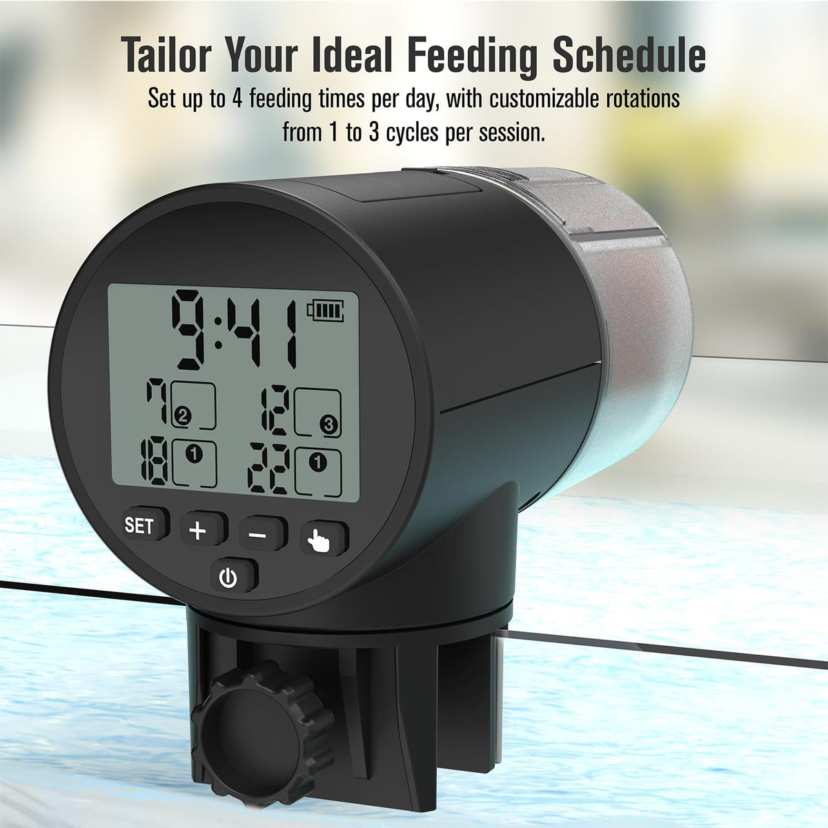 Automatic Fish Feeder Dispenser for Aquarium - Black Digital - image 4