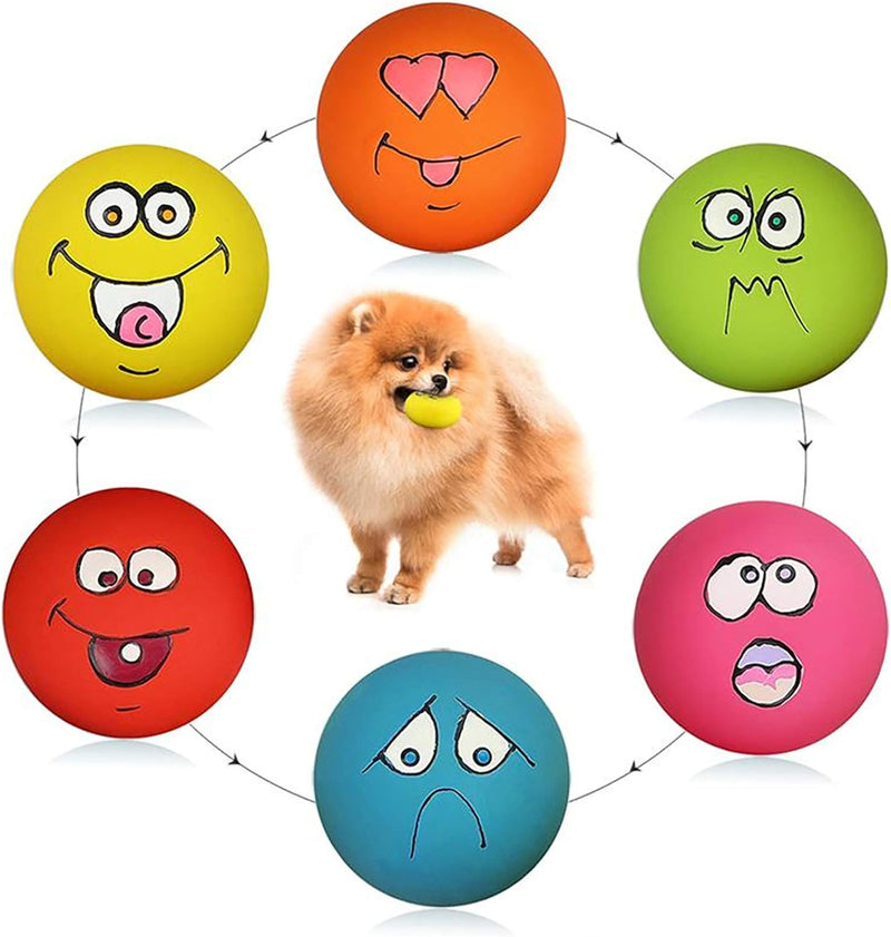 Smile Face Dog Squeaky Toys Soft Latex Squeak Balls for Puppy Small