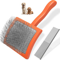 2PCS Slicker Brush for Dogs & Pet Comb - Orange / Large