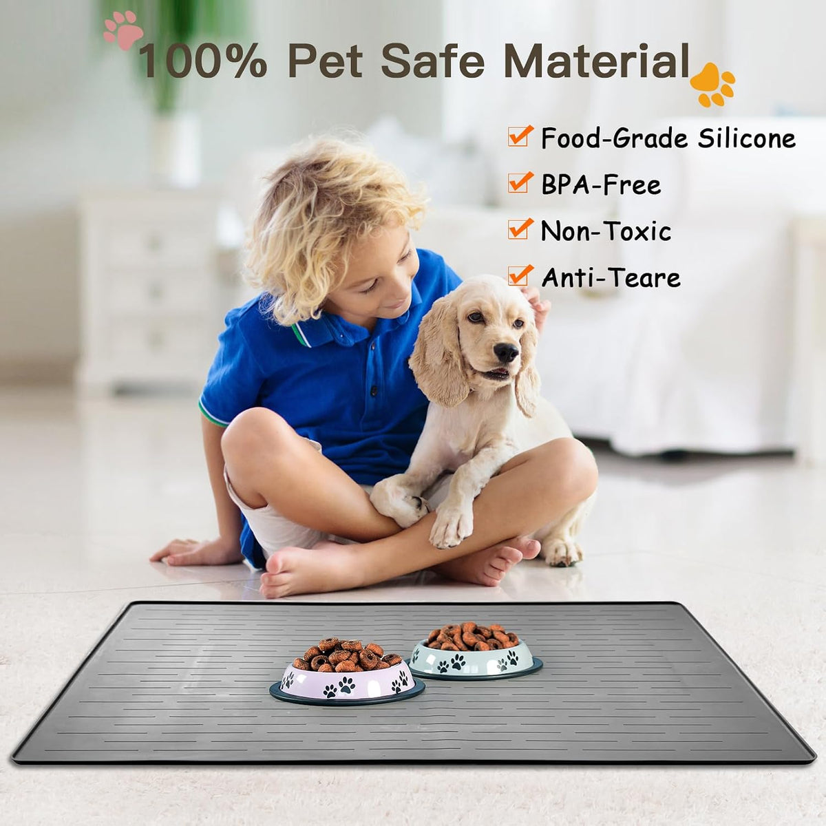 51.2"x25.6" Largest Dog Food Mat - Brown / 39.5"L x 29.5"W - image 4