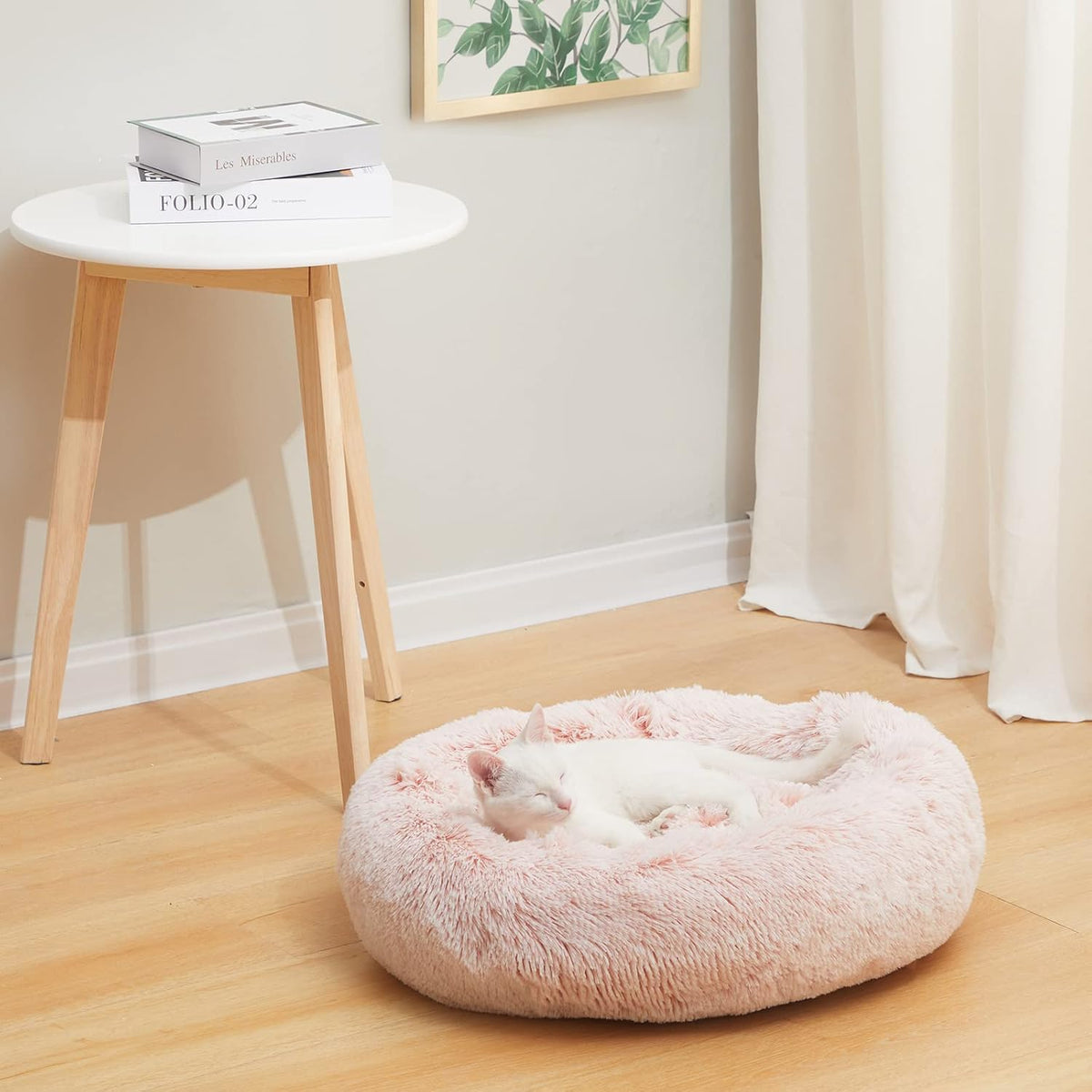 Calming Fluffy Donut Dog Bed for Large Dogs, 36" Round - 23.0"L x 23.0"W x 7.0"Th / Pink - image 2