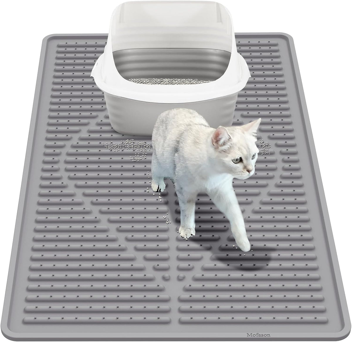 Rubber Cat Litter Mat Litter Box Mat - Grey / L-24" x 15" Thickened