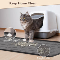 Silicone Cat Litter Mat 34×22 inch, Easy to Clean, Gray – Daily Care for Cats - 34" X 22" / Black - image 2