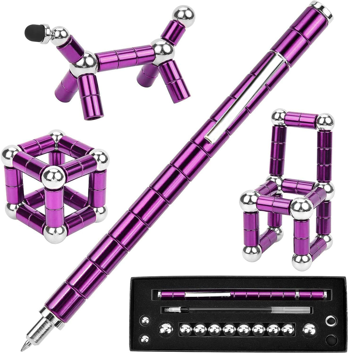Fidget Pen, Decompression Magnetic Fidget Toy Pen - Purple