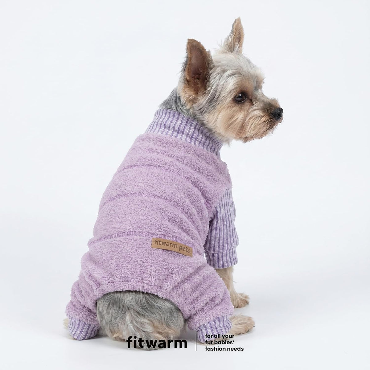 Fitwarm Collared Neck Plaid Dog Pajamas - Medium / Purple - image 2