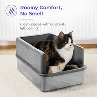 iPrimio XL Stainless Steel Litter Box with Enclosure - High-Sided Metal Litter Box for Large Cats - Easy to Clean, Rust-Resistant, and Durable - 23.5 x 15.5 x 6 Inches
