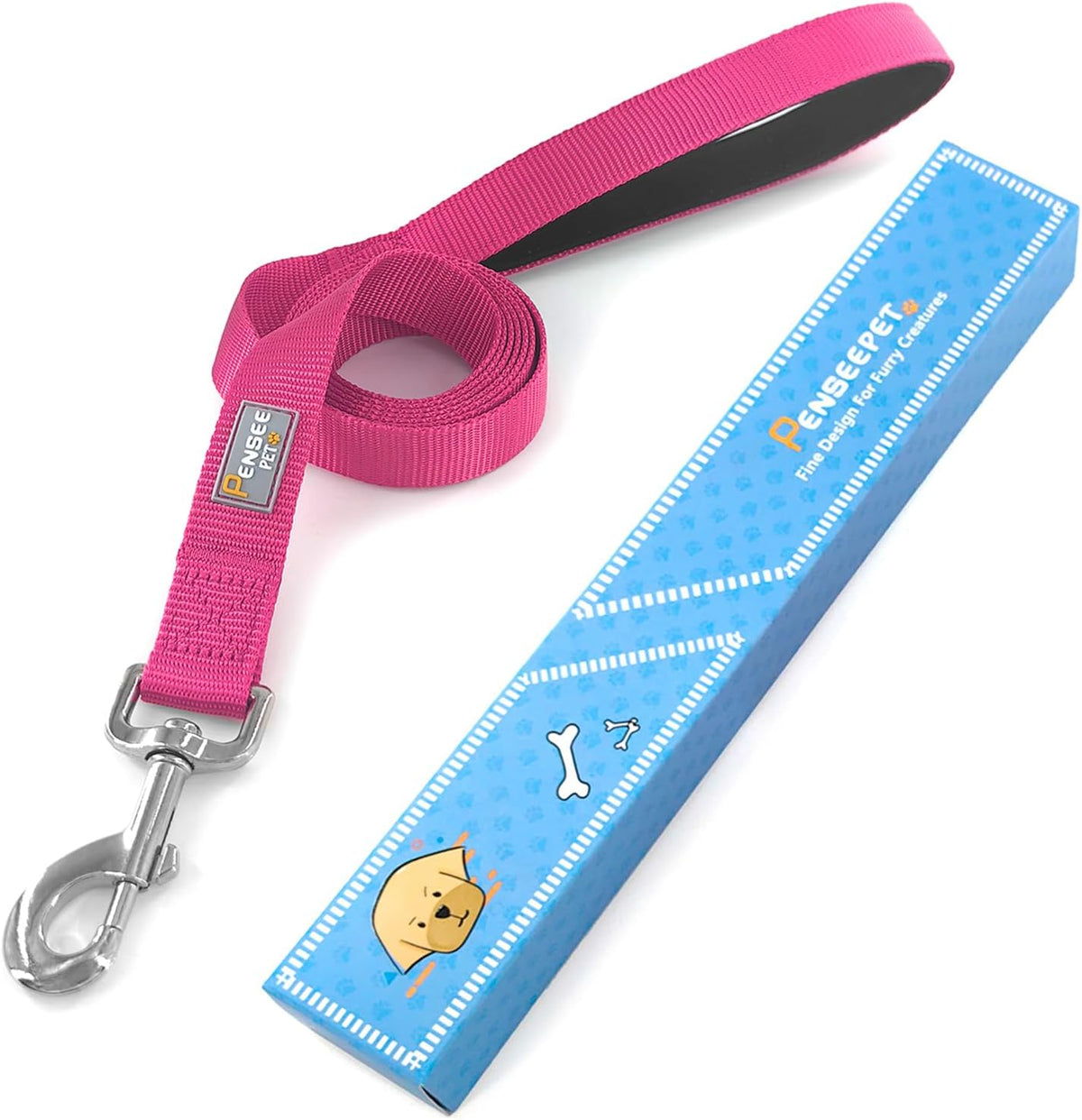 6 FT Basic Dog Leash for Medium Dogs - Hot Pink / Medium : 3/4" x 6 FT - image 4