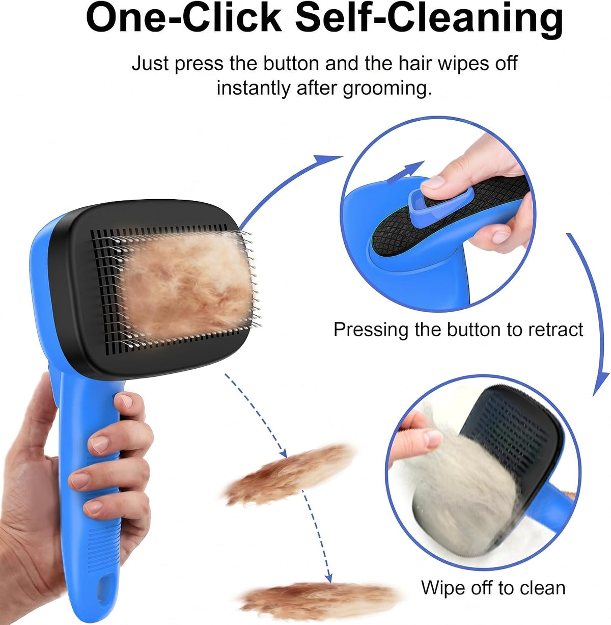 Self Cleaning Slicker Brush for Dog and Cat Shedding – Essentials for Dogs - Blue - image 2