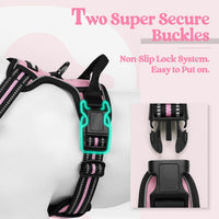rabbitgoo Dog Harness, No Pull for Large Dogs with 2 Leash Clips - Large / Pink - image 3