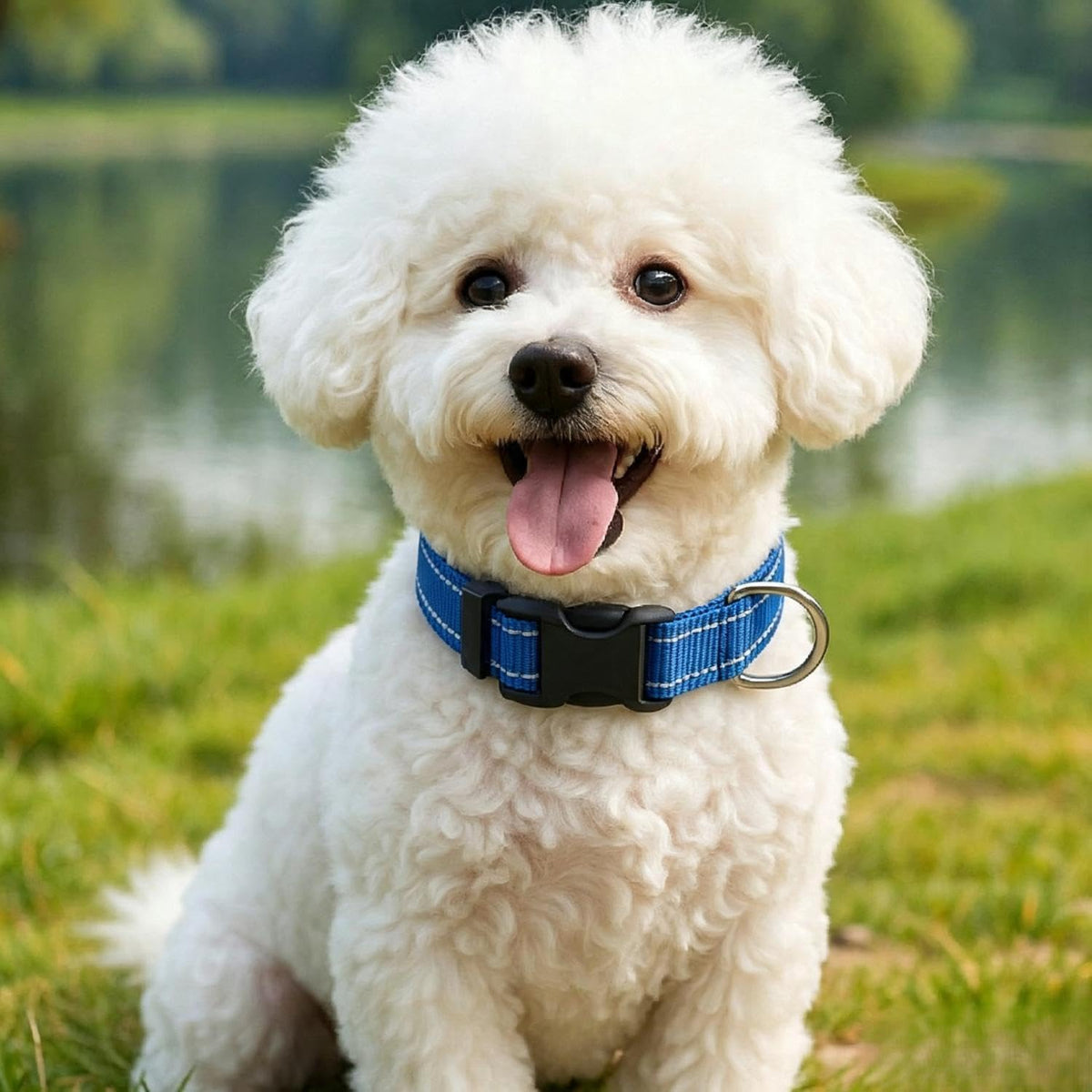 Dog Collar for Small Medium Dogs with Buckle - Dark Blue / Large - image 2