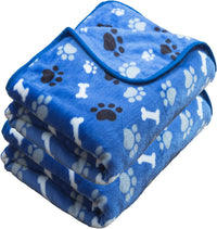 Dog Blanket Paw Bone Pattern 1 Pack 2 Super Soft Warm Flannel Sofa - 40*30 inch (Pack of 2) / Blue|paw Bone
