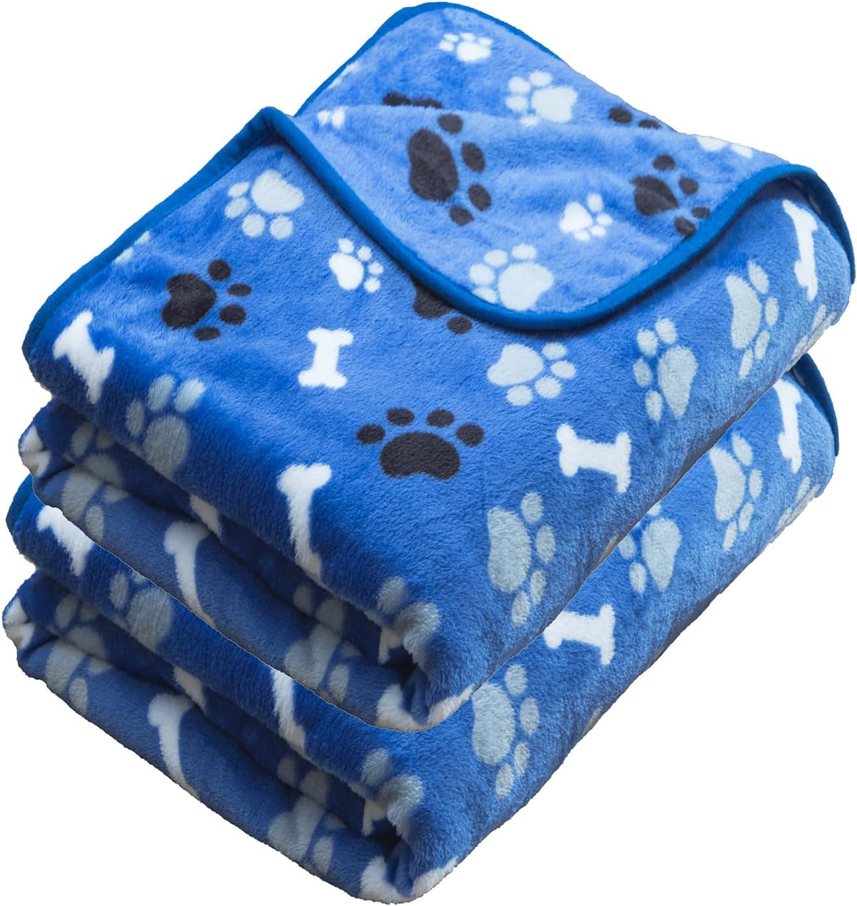 Dog Blanket Paw Bone Pattern 1 Pack 2 Super Soft Warm Flannel Sofa - 40*30 inch (Pack of 2) / Blue|paw Bone