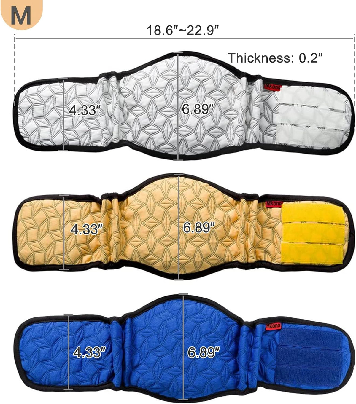 Mkono Belly Bands for Male Dogs - Blue,White,Yellow / Medium - image 2