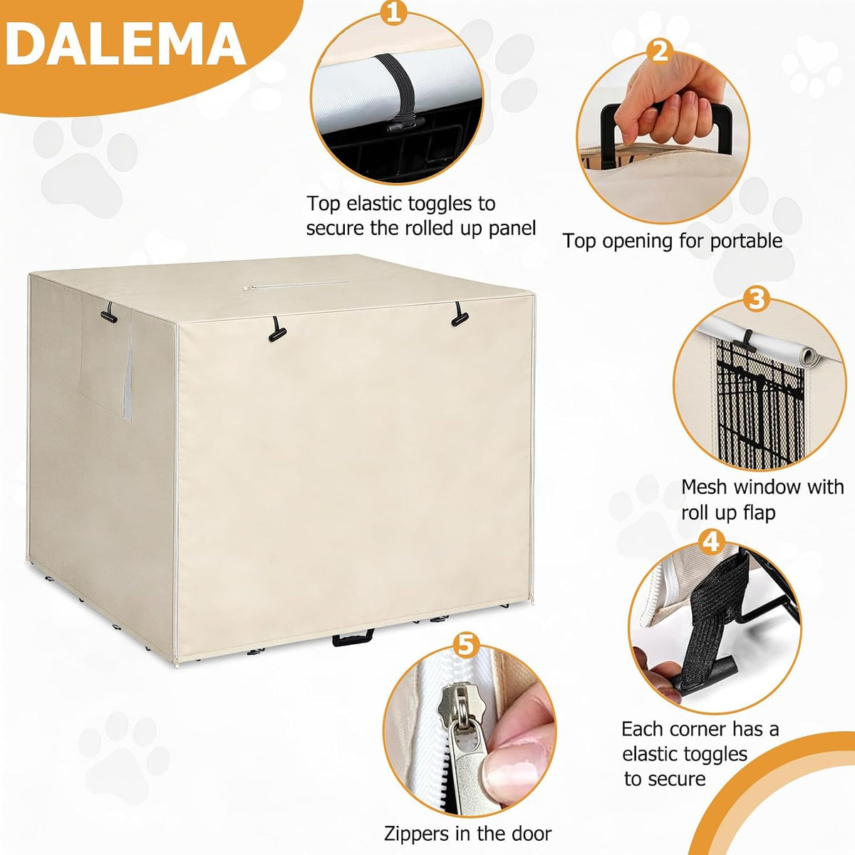 Dog Kennel Cover, Dog Crate Cover 48 Inch for Wire Dog Cages - 42.0"L x 28.0"W x 30.0"H / Beige - image 3