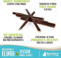 Raw Paws Beef Gullet Sticks for Dogs, 6-inch (10 Pack) - Free-Range Cows Raised Without Antibiotics or Added Hormones - Gullet Sticks for Small to Large Dogs - Beef Esophagus Dog Treats