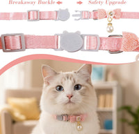 LXUEJIE pink breakaway cat collar with bow and pearl pendant - view 4